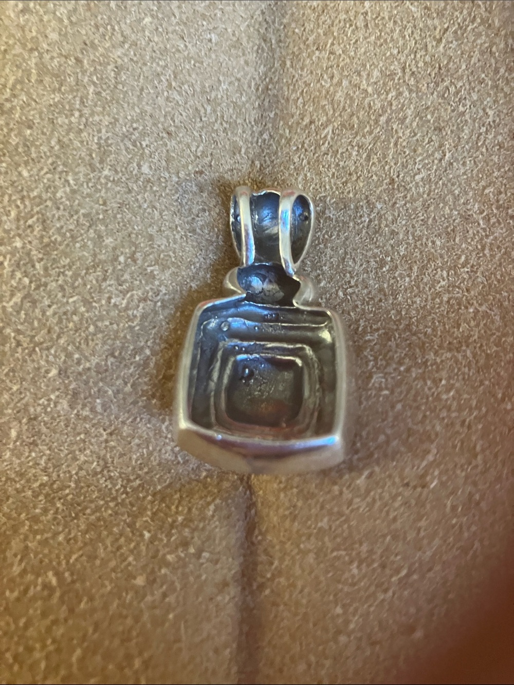 Sterling Silver Square Rope-Edge Pendant - Silver - Picture 2 of 2